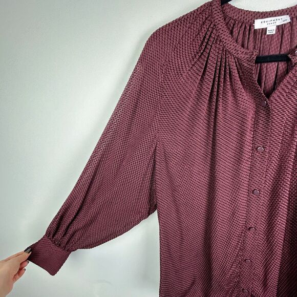 Equipment Femme Corbette Blouse in Aubergine Bis Silk Button Up Fil Coupe Top M - Picture 4 of 12